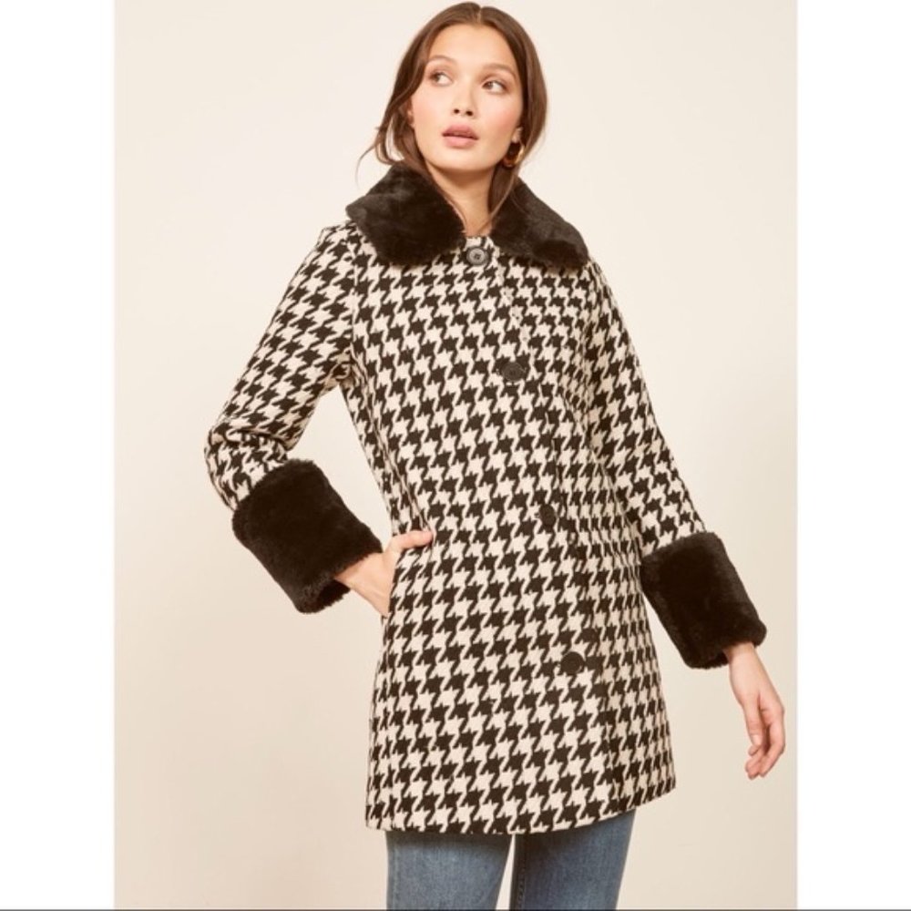 Reformation Lucille Coat Houndstooth - Large